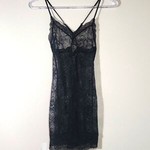 Victoria’s Secret black lingerie lace nightie XS Criss-Cross Back